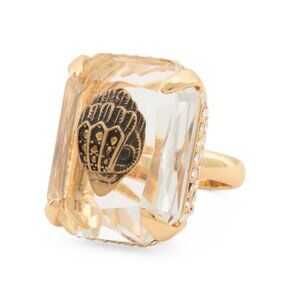 Kurt Geiger Gold and Clear Statement Ring